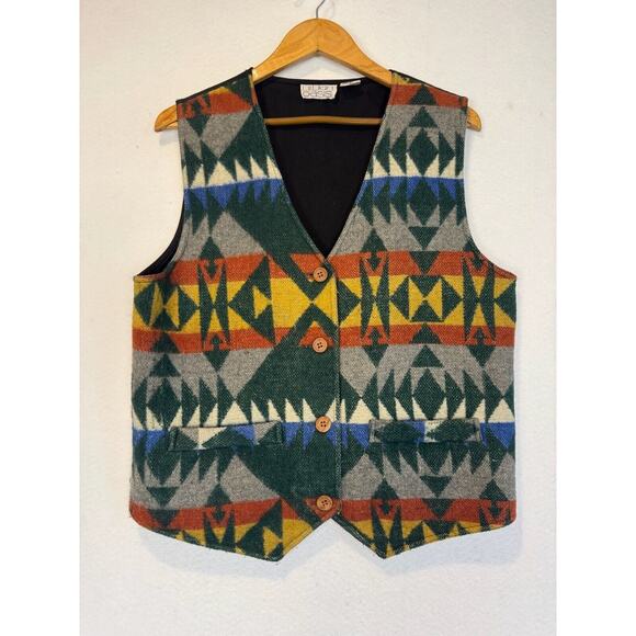 Vintage Womens Aztec Print Vest Size L Southwest Urban Oasis Wool‎ Cotton Blend - Picture 7 of 8